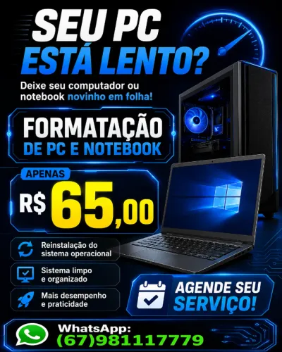 FORMATAÇÃO DE COMPUTADORES E NOTEBOOKS