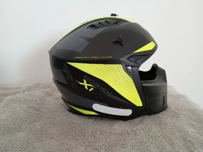 Capacete Norisk - Darth II X1 - Preto Fosco e Amarelo Fluorescente - Modular - Tam 58