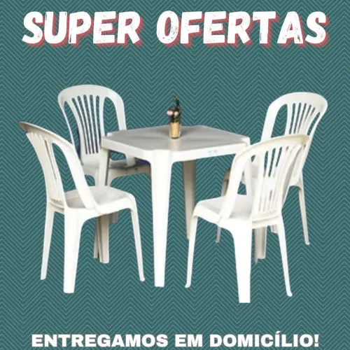Jogos de mesas e cadeiras plásticas - Entrega grátis!