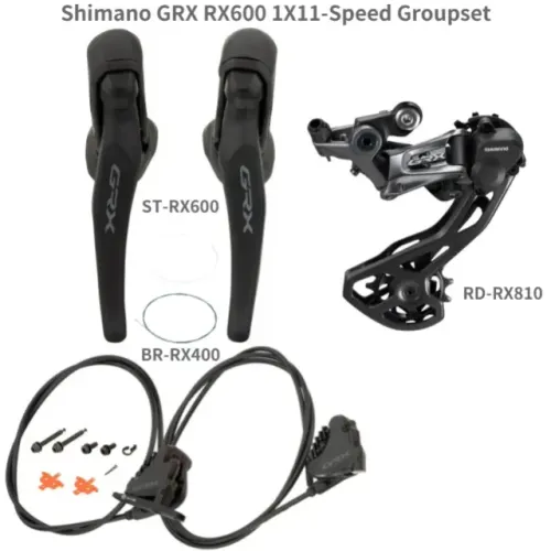 Grupo Shimano GRX RX600 1X11 STI RX600 + Pinças RX400 Freio + Trocador RX810