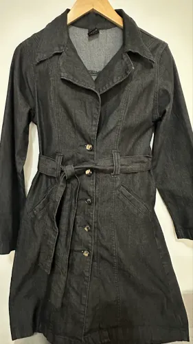 Casaco jeans trend coach parka preta tamanho M
