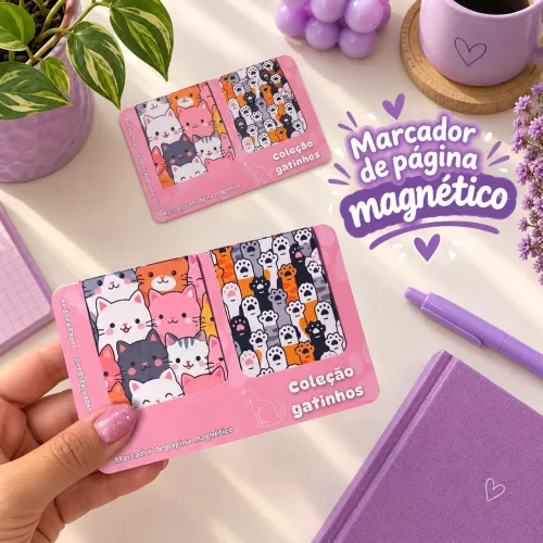 Marcador de páginas magnético para livros - Coleção gatinhos