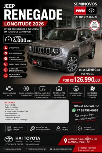 Jeep Renegade Long. T270 1.3 TB 4X2 Flex Aut. 2026