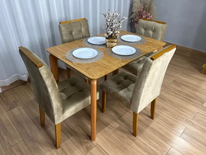 Mesa de Jantar Veneza 1.20×0.80 c/4 Cadeiras Entrega Rápida