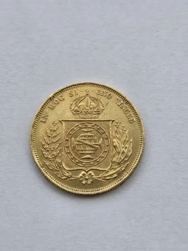 Moeda de 10.000 Réis D. Pedro II - Ouro 917 - 1854