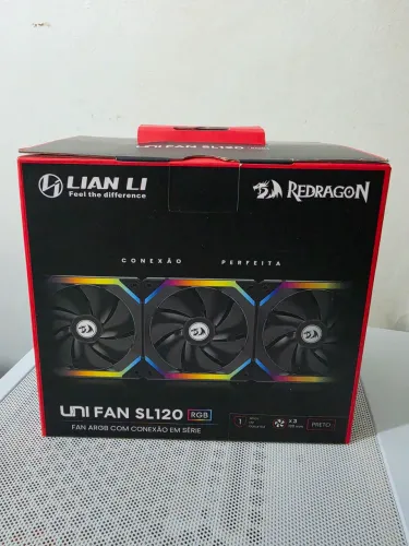 Kit de Fan Lian Li Uni Fan com 3 Fans Sl120 Redragon - Lacrado na caixa