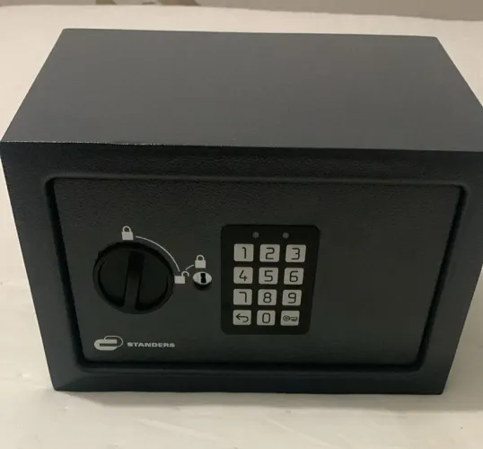 Cofre Standers Cofre Senha Chave Aço Temperado 9L Sobrepor Cinza