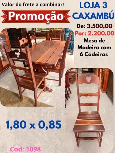 Mesa de Madeira com 6 cadeira de qualidade