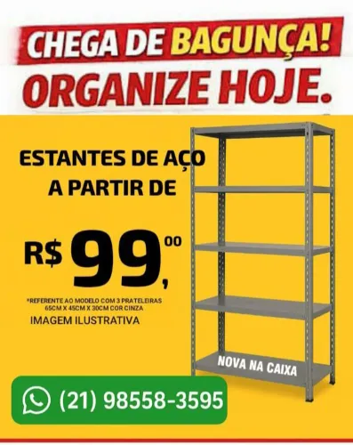 R$99 | Estantes de Aço a partir de R$99,00* - Kit Prateleiras - Somente Produtos Novos