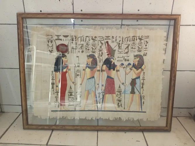 Quadro de Vidro C/Papiro Egípcio 