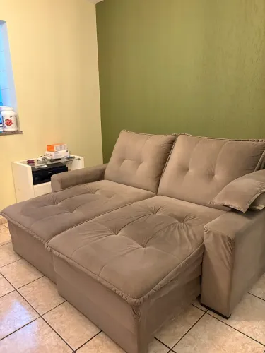 Sofá reclinável e retrátil king 4 lugares em suede