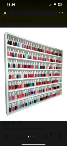 Expositor de Esmaltes MDF Branco - 7 Prateleiras | Excelente Estado