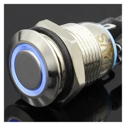 Botão com Luz Indicadora 220V 12mm | Metal Azul
