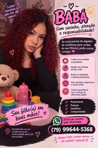 Babá - cuidadosa, responsável e disponível