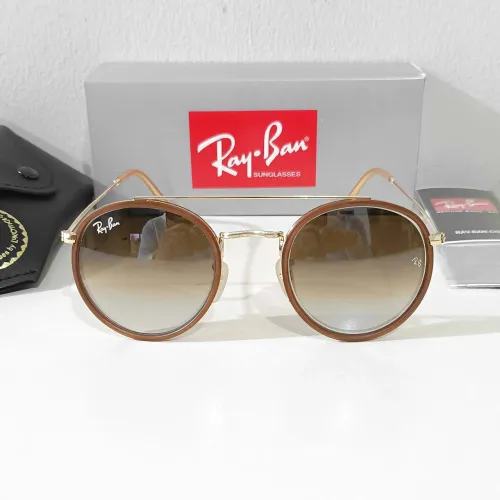 Óculos de sol Ray ban Round Double bridge marrom degradê unissex novo