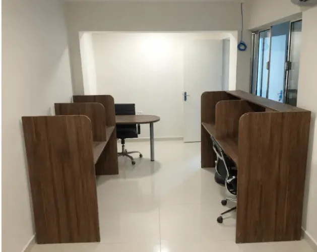 Conjunto de móveis para Escritório 100% MDF - 2 Estações de Trabalho e 1 Mesa