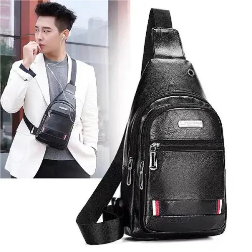 Mini Bolsa Tiracolo Pochete Transversal Ombro de Couro Sintético Preto - Jingpin
