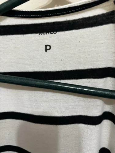 Blusa aberta feminina P listrada preto e branco 100% algodão
