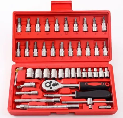 46 Peças Jogo De Chave Catraca Caixa De Ferramentas para Reparo de Carros