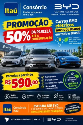 ? OFERTA ESPECIAL BYD + ITAÚ! ?