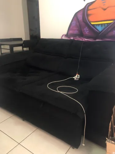 SOFÁ CAMA 3 LUGARES PRETO