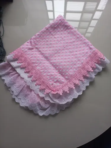 Manta bebe bordada a mão 070 X 070 cm