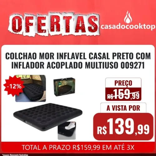 COLCHAO MOR INFLAVEL CASAL PRETO COM INFLADOR ACOPLADO MULTIUSO 409072