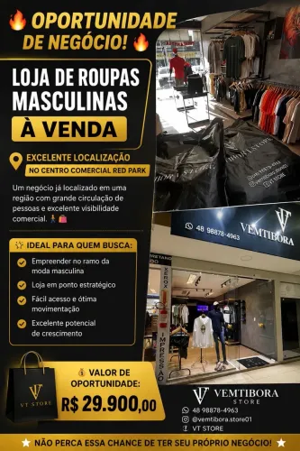 LOJA MASCULINA À VENDA!