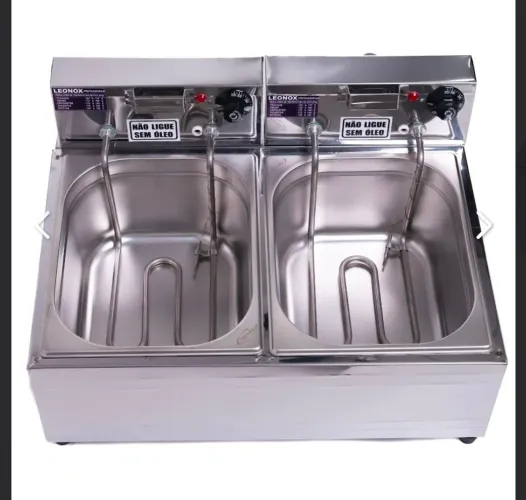 Fritadeira Elétrica Profissional Leonox 16 Litros 220V - Duas Cubas (Nova)