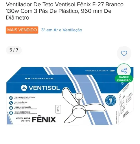 Vendo ventilador de TETO novo na caixa 