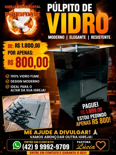 PÚLPITO DE VIDRO FUMÊ