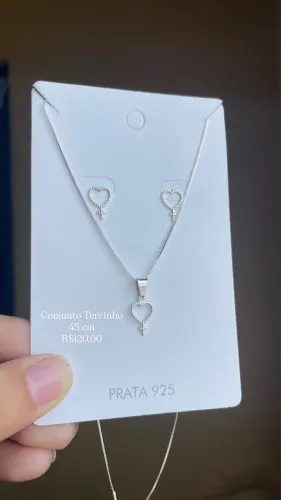 Conjunto tercinho Prata 925 legítima Acompanha certificado de garantia 