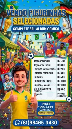 Figurinhas Copa 2026 - Álbum Completo, Avulsas, Brilhantes e Legends