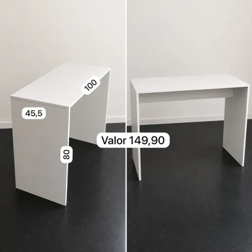 Mesa reforçada em mdf. 100x80x45,5 branca.