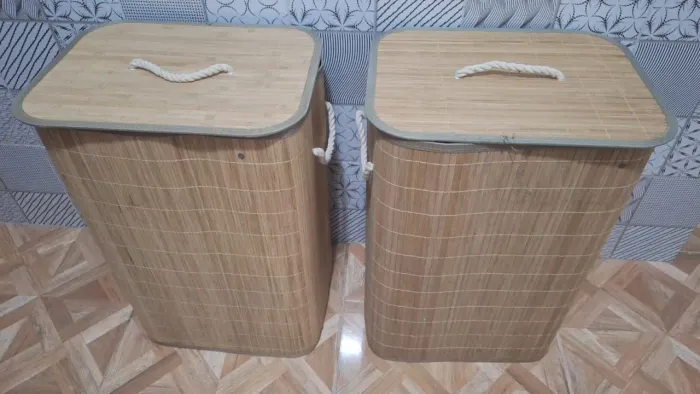 Kit 2 Cestos de Roupa - Palha
