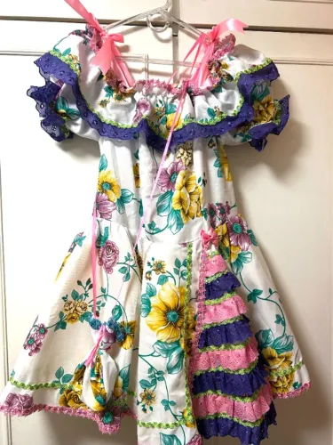 Vestido Festa Junina Feminino Adulto C/ Bolsa
