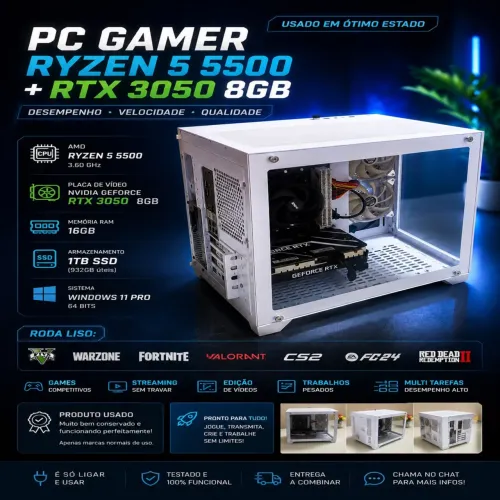 * CPU GAMER RYZEN 5 + RTX 3050 8GB | USADO EM ÓTIMO ESTADO