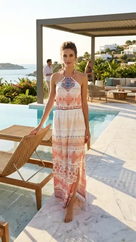 Vestido com alça de colar dourado