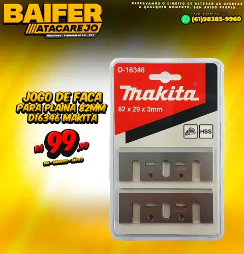 Jogo de Faca Para Plaina 82mm D16346 Makita
