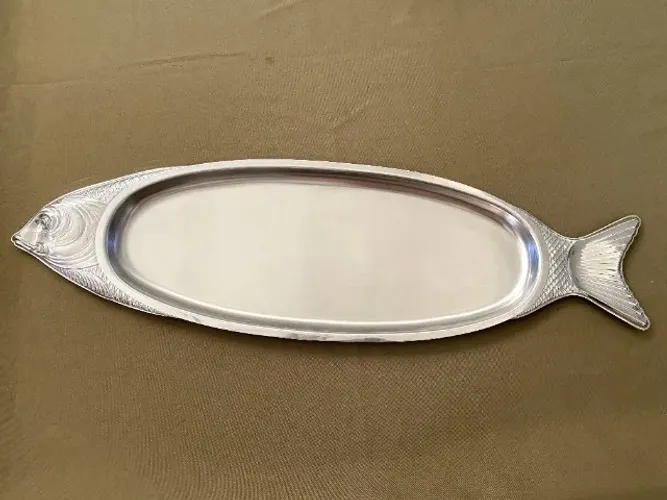 Bandeja Formato Peixe Inox (Nunca Usada)