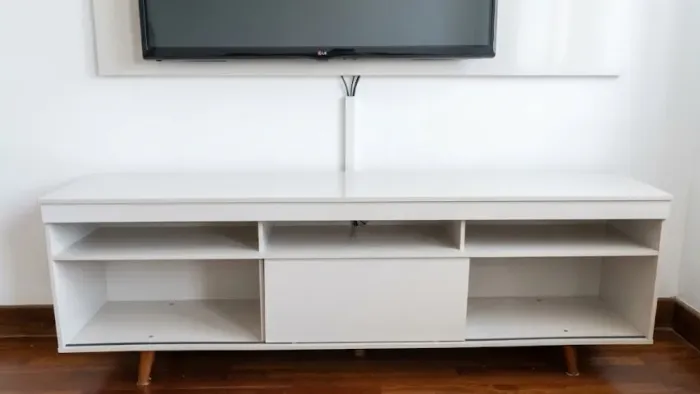 Rack para TV Moderno Off-White / Branco com Pés Palito - Excelente Estado