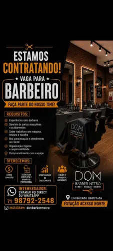 VAGA PARA BARBEIRO (ESTAÇÃO ACESSO NORTE)