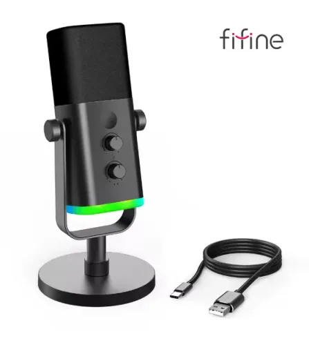 Microfone Fifine Usb/xlr Am8 Dinâmico Cardioide Cor Preto