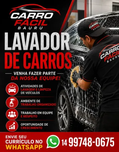 Lavador de carros para região central de Bauru
