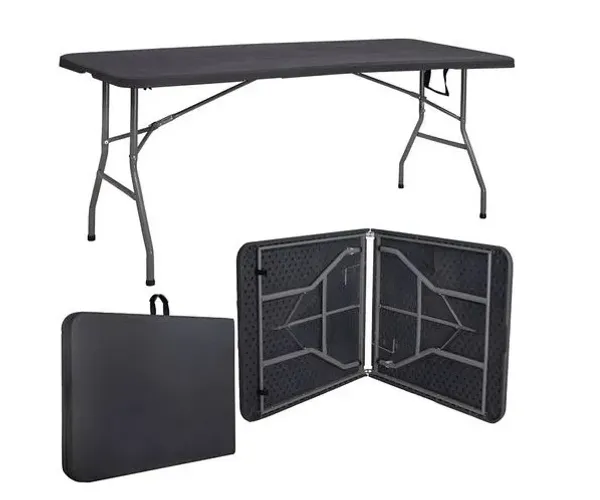 Mesa Dobrável 1,8m Preta - Ideal para Festas e Eventos!
