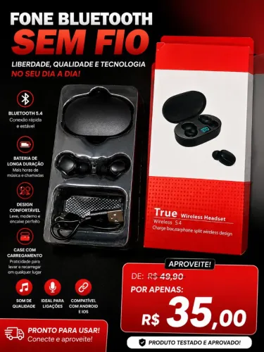 Fone de ouvido bluetooth