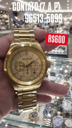 Relógio Nautica Original Dourado com Cronógrafos Funcionais