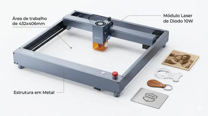 Xtool Máquina de corte e impressão a Laser mais acessórios. 