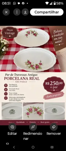 Par de travessas antigas porcelana real são Paulo