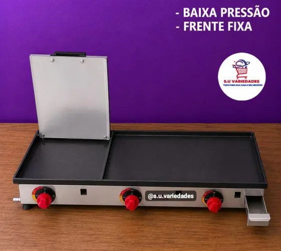 Chapa a Gás 90x30 DISPONÍVEL | 3 BOCA